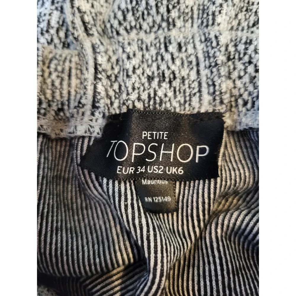 Topshop Petite Black White Plaid Paperbag Waist Mini Skirt Tie Belt Size  2 2031